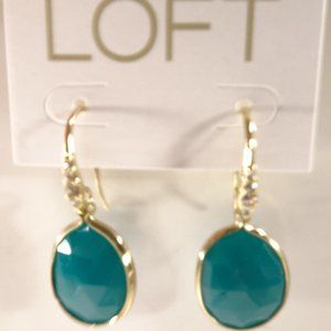 Ann Taylor LOFT Green Gem Drop Earrings NWT 39